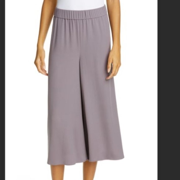 Eileen Fisher Silk Georgette Crepe Wide Cropped Pant Size XL